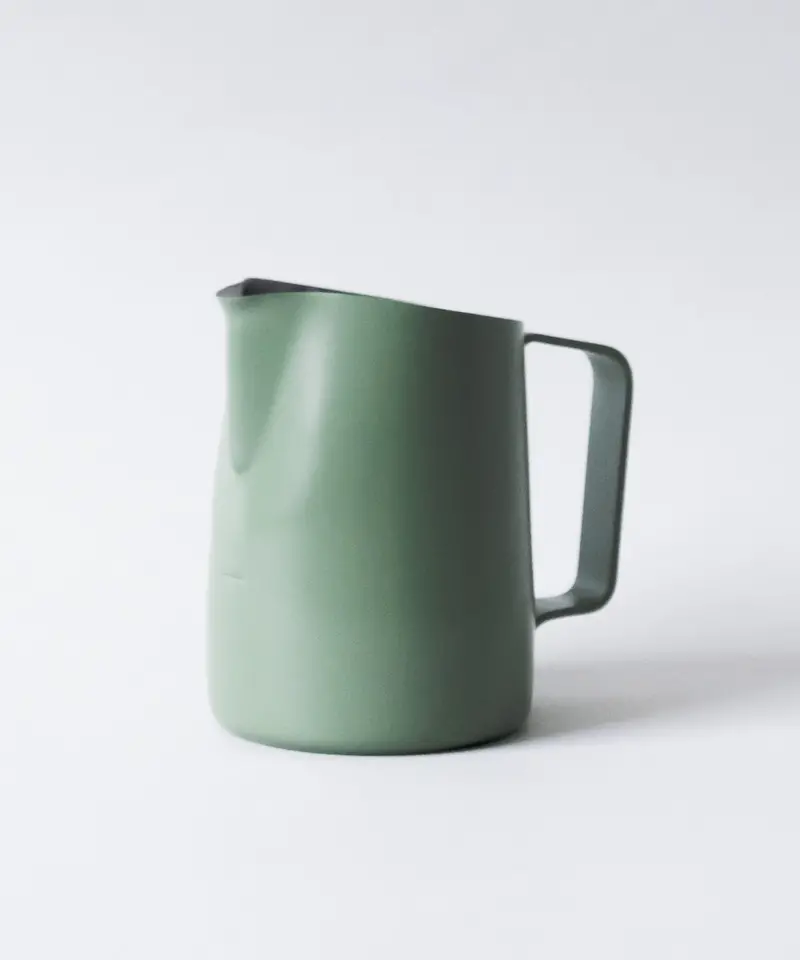 15Oz Slow Pour Supply® X Wpm Latte Art Pitcher With Wide Spout In Moss Green "Rowan" 1