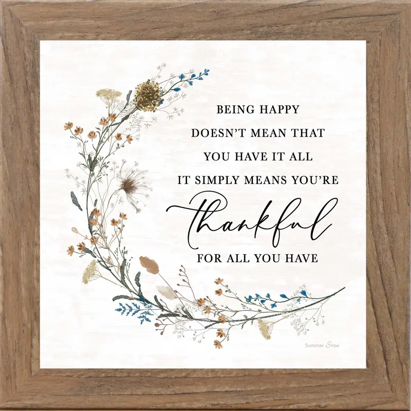 Being Happy – Floral Inspirational Framed Wall Art | Gratitude & Thankfulness Decor (Sa77) 4