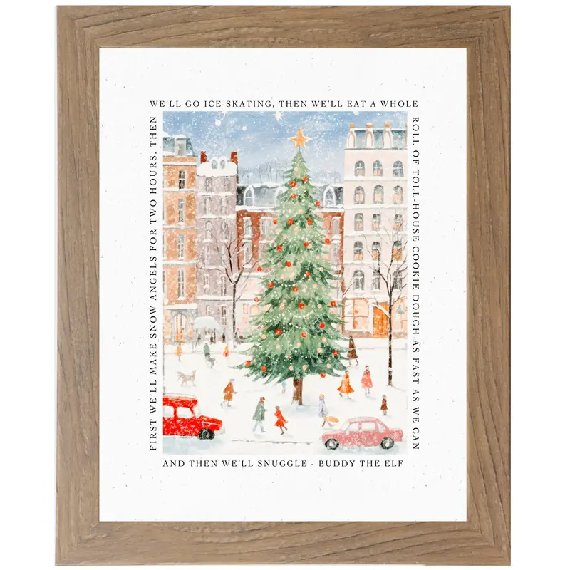 Buddy The Elf Snow Angels Quote Wall Art – Whimsical Christmas City Scene Holiday Decor (Sn385) 1