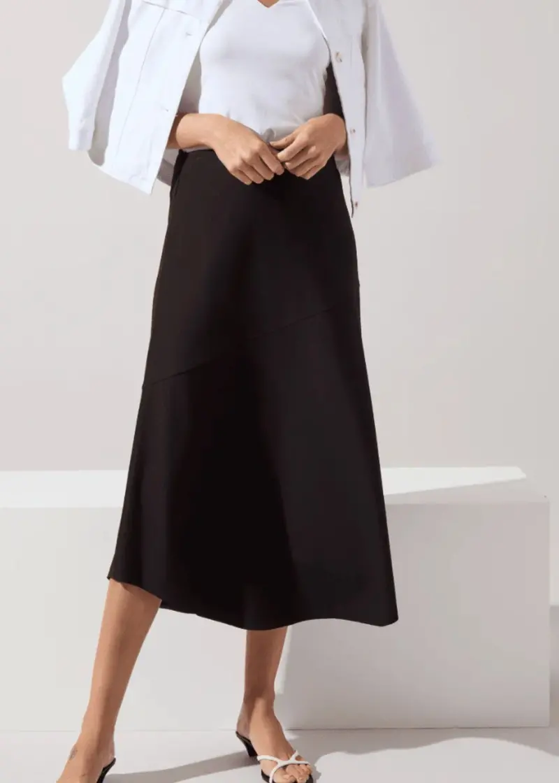 Drapey Ponte A-Line Midi Skirt 1
