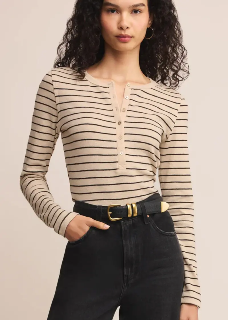 Eve Stripe Henley Long Sleeve 1