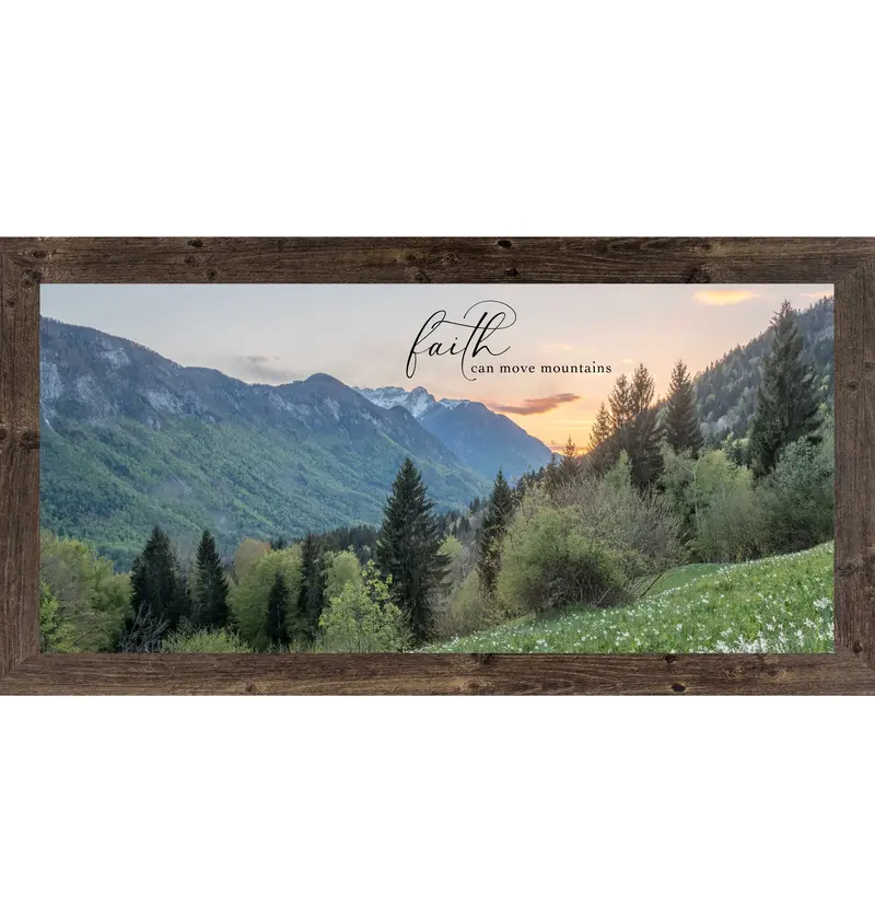 Faith Can Move Mountains Wall Art – Scenic Mountain Sunrise Inspirational Quote (Sa2010) 1