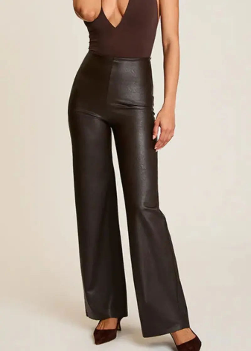 Faux Leather Wide Leg Pant 1