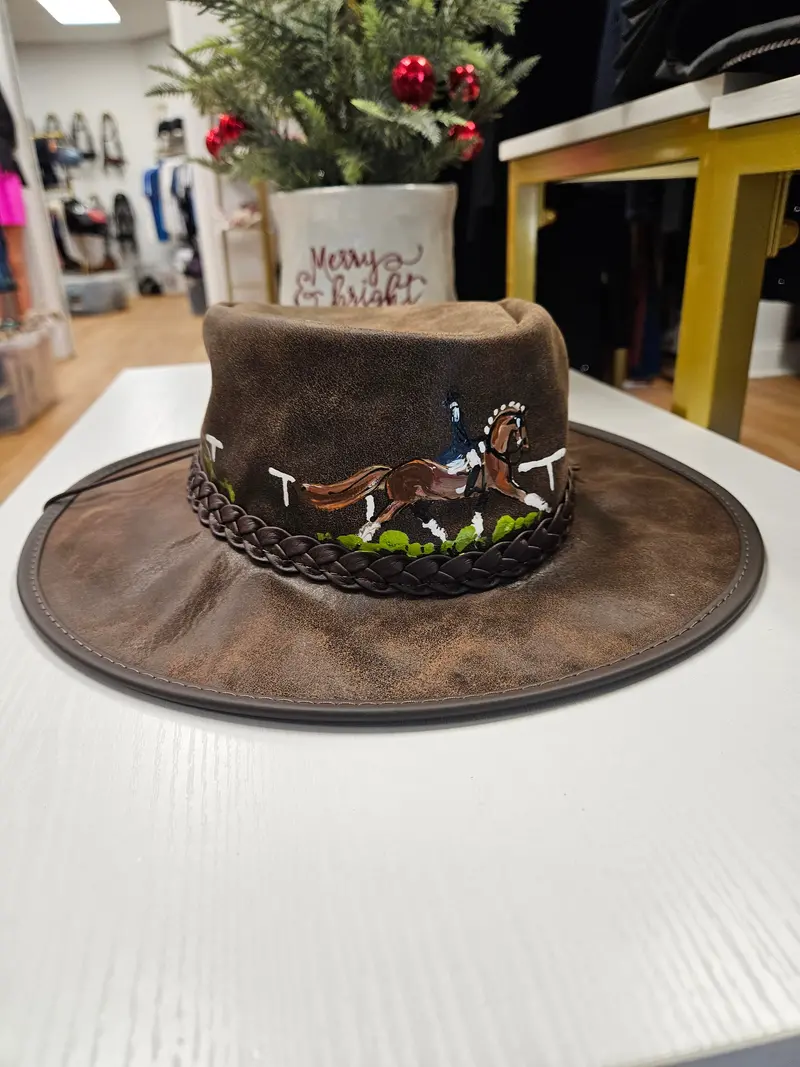 Frederique Leather Hand Painted Hat 1