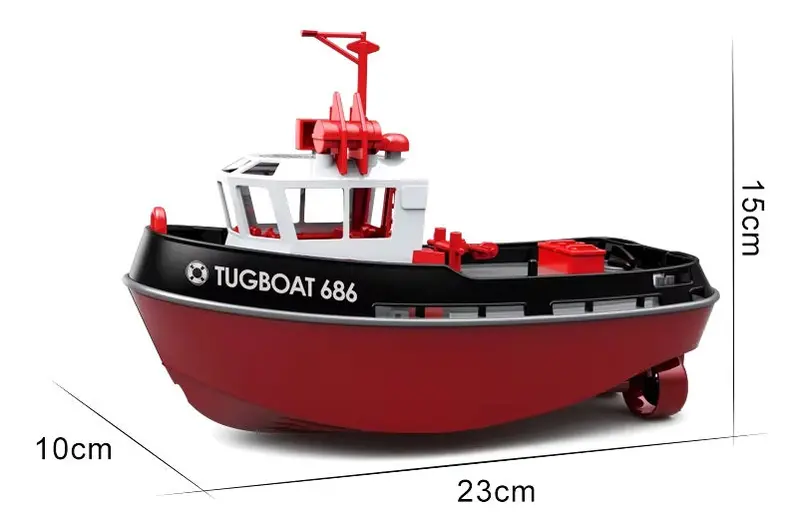 Heng Long Rc Model Speed Boat Tug Boat Yacht 3800 Black 2.4Ghz 686 1:72 Scale Southampton Tug Ship Twin Motor Model 1