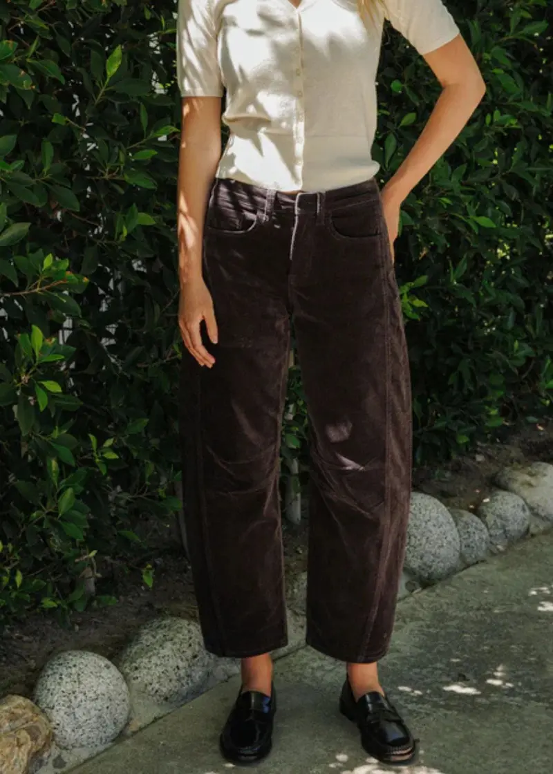High Rise Corduroy Barrel Jeans 1
