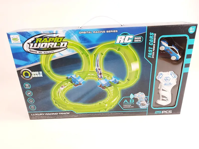 Hot Wheels Style Kids Rc Race Train Track Stunt Rail Car Glow In The Dark Build Your Own Toy Set 1