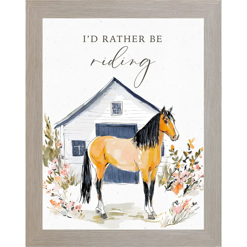 I'd Rather Be Riding Wall Art – Watercolor Horse Barn Equine Portrait Decor (Zs109) 1