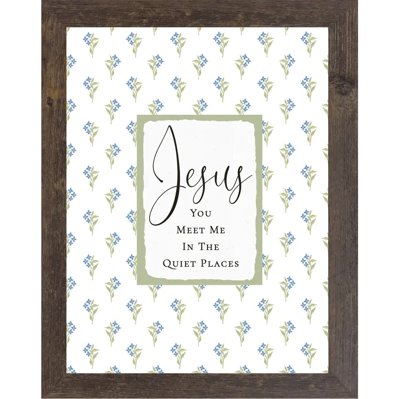 Jesus You Meet Me In The Quiet Places Framed Wall Art | Christian Bedroom Decor | Blue Floral Faith Print | Sb175 1