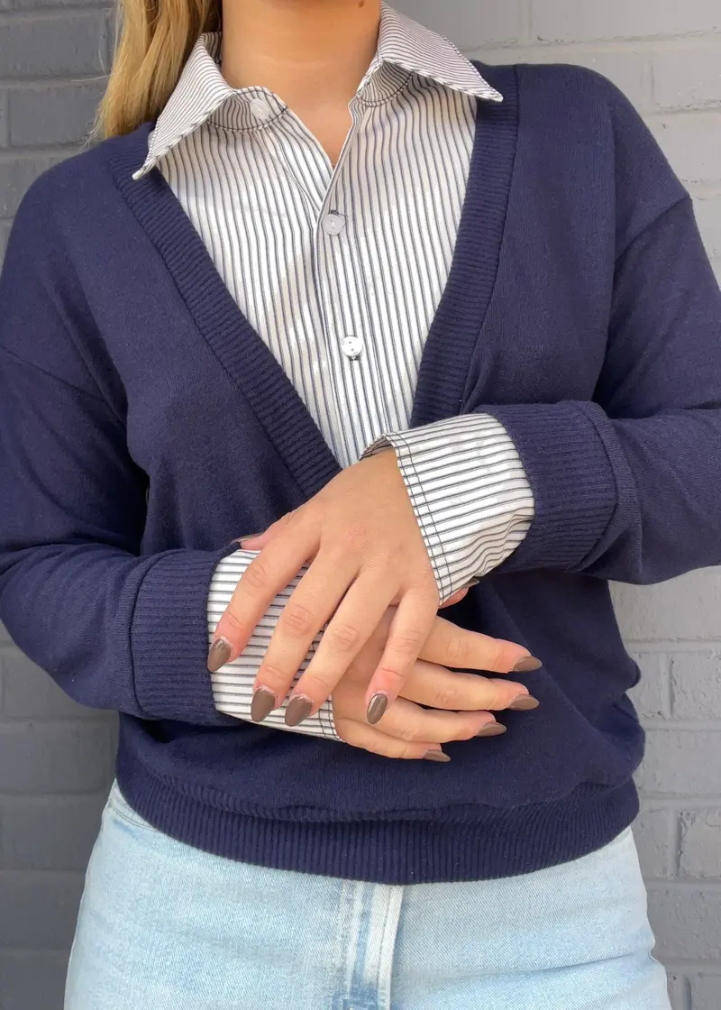 Kimmy Deep V Twofer Sweater 1