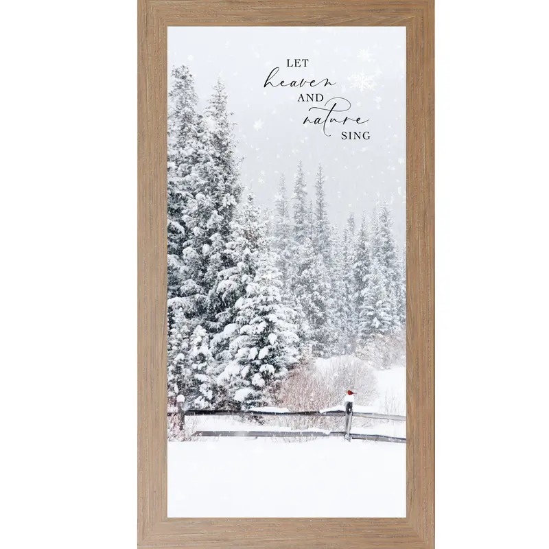 Let Heaven And Nature Sing – Framed Winter Wall Art With Cardinal & Snow Scene (Sn730) 1