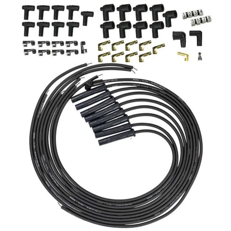 Moroso Universal Hei/Non-Hei Style Caps Ultra 350 8Mm Multi-Angle Boot Spark Plug Wire Set - Black 1