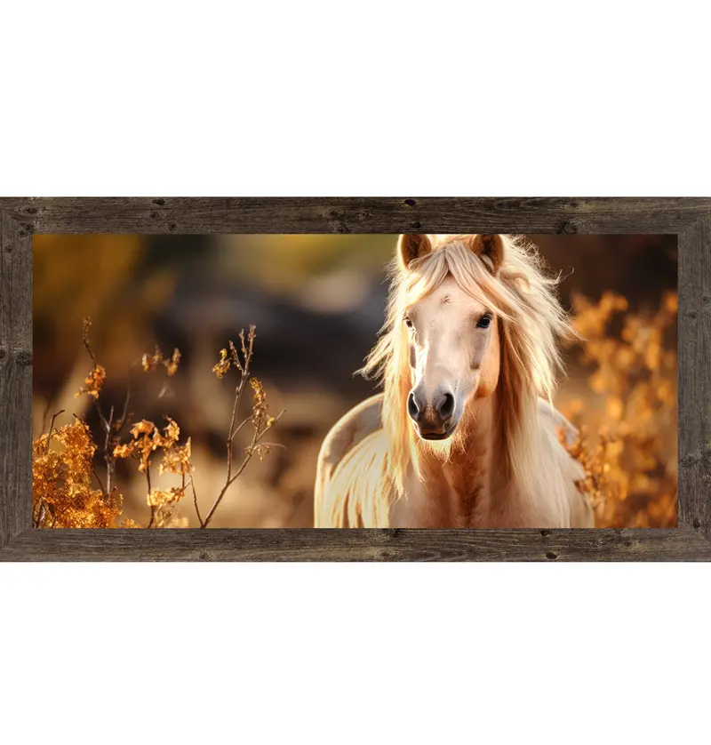 Palomino Horse Wall Art – Golden Autumn Wide Landscape Equine Decor (Zs105) 1
