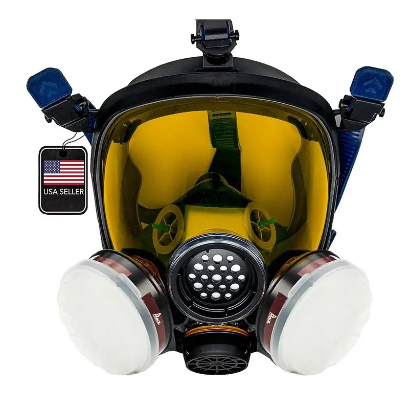 Pd-100 Light Amber - Full Face Respirator Tinted Gas Mask With A1 Organic Vapor (Ov) With P2 Particulate Filter Canister 1