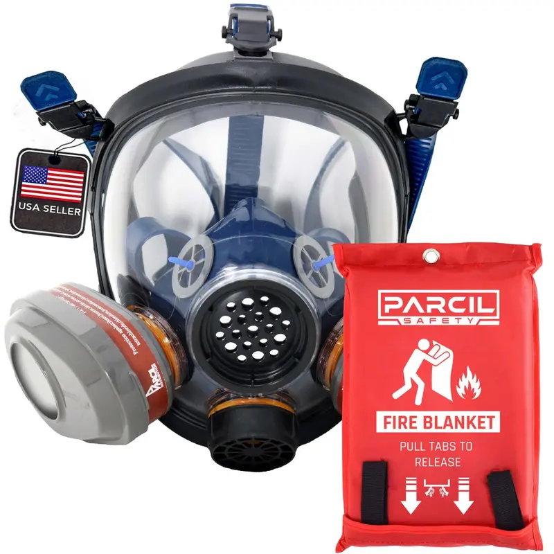 Pd-101 Organic Vapor Air Purifying Respirator Mask - Free Pd-452 Emergency Fire Extinguisher Blanket! 1