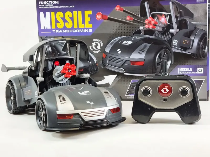 Rc Stealth Shadow Nardo Grey Transforming Nerf Soft Dart Firing Race Car Radio Control Model Toy 1