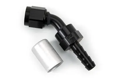 Russell Hose End Crimp On 10 Sae Port Male To -8 Hose 45 Deg Swivel Blk Anodized 1