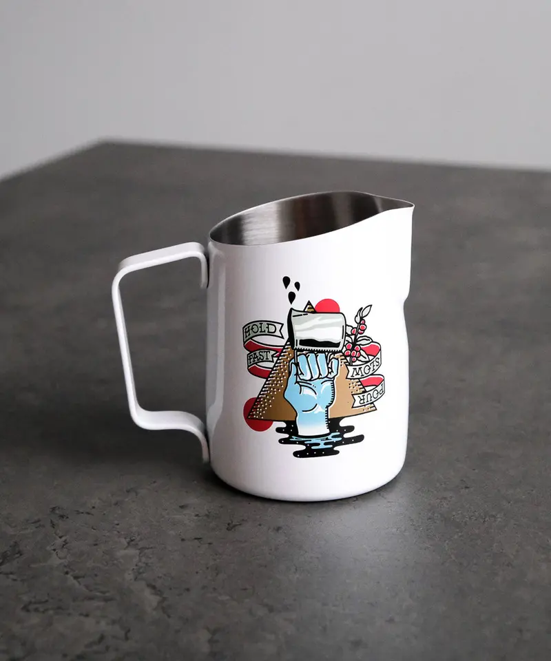 Slow Pour Supply® X Wpm 15Oz Round Spout Latte Art Pitcher In "Hold Fast Pour Slow" 1
