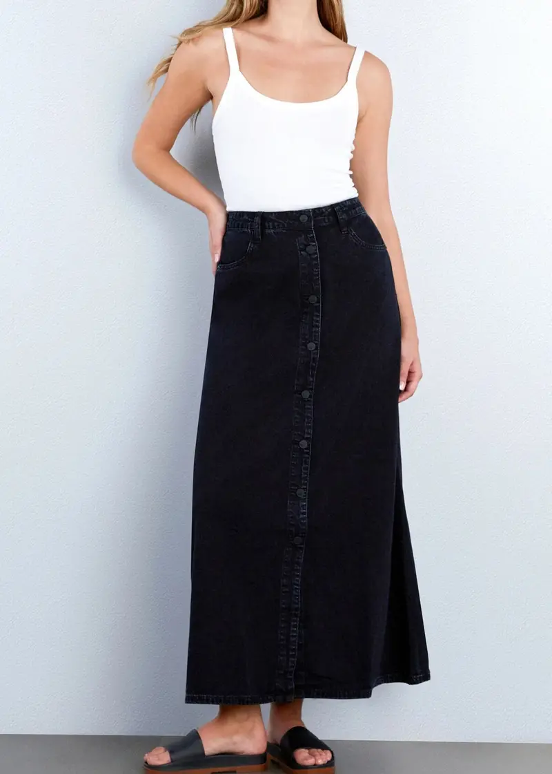 Soft Denim Maxi Skirt 1