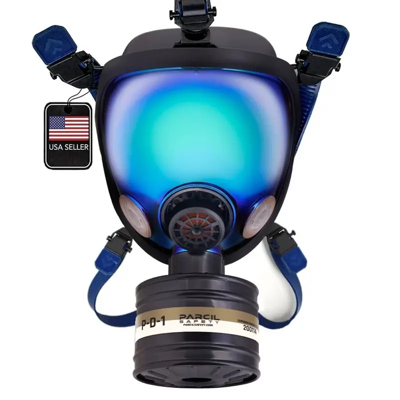 St-100X Arctic Blue Mirrored - Full Face Respirator Gas Mask With Organic Vapor And Particulate Filtration 1