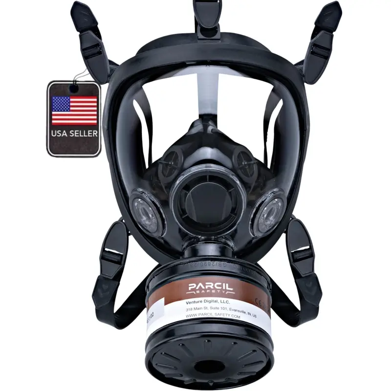 St-100X Clear Full-Face Survival Gas Mask With A2p3 R Organic Vapor And Particulate Protection 1