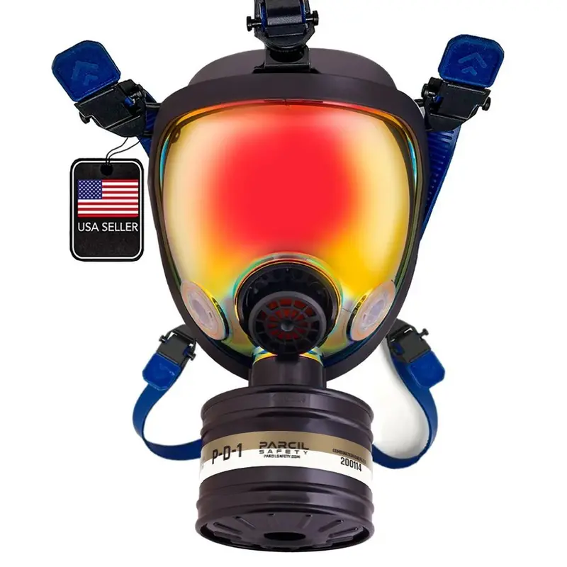 St-100X Inferno Red Mirrored - Full Face Respirator Gas Mask With Organic Vapor And Particulate Filtration 1