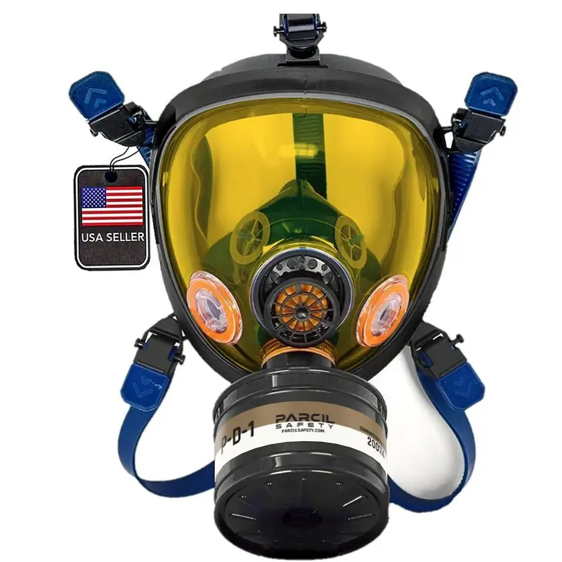 St-100X Light Amber Tinted Full Face Respirator Gas Mask With Organic Vapor And Particulate Filtration 1