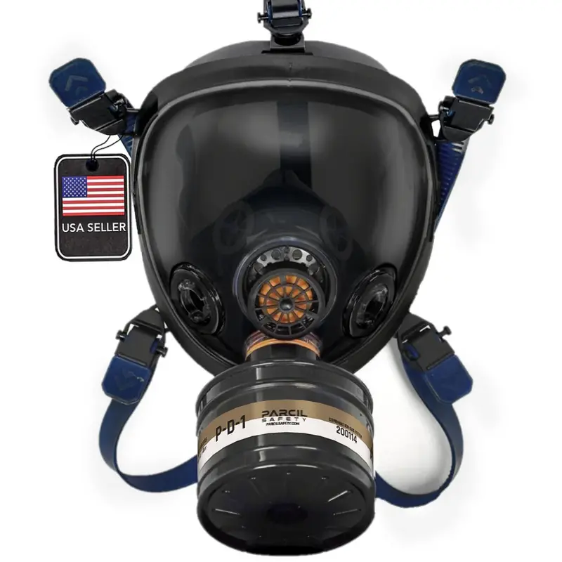 St-100X Smoke Black Tinted Full Face Respirator Gas Mask With Organic Vapor And Particulate Filtration 1
