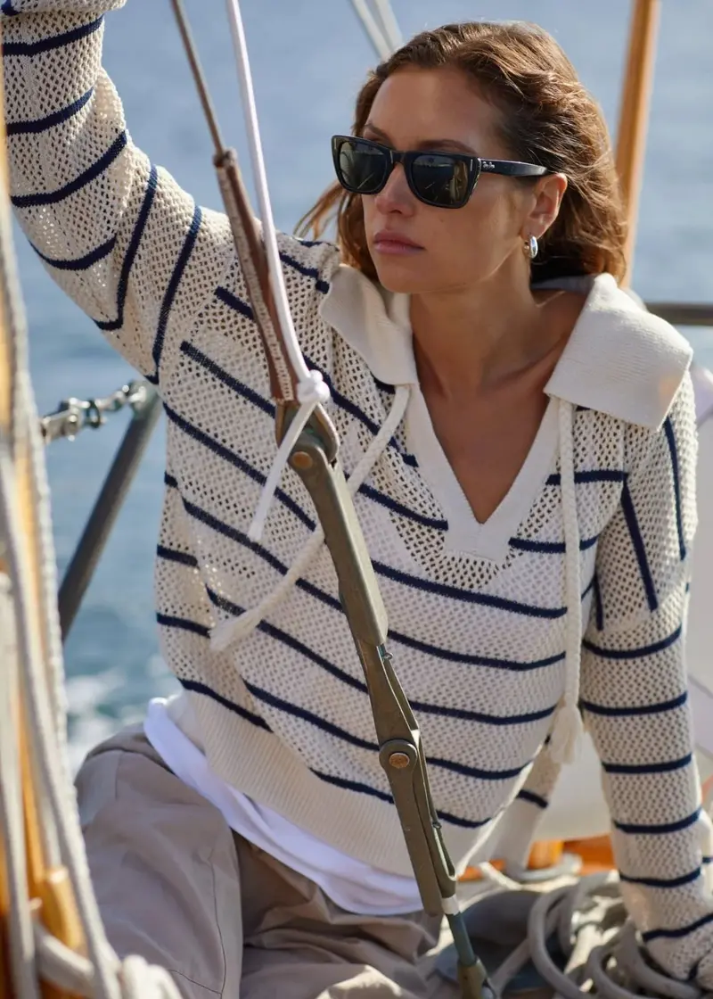 Tassel Tie Open Knit Sweater 1