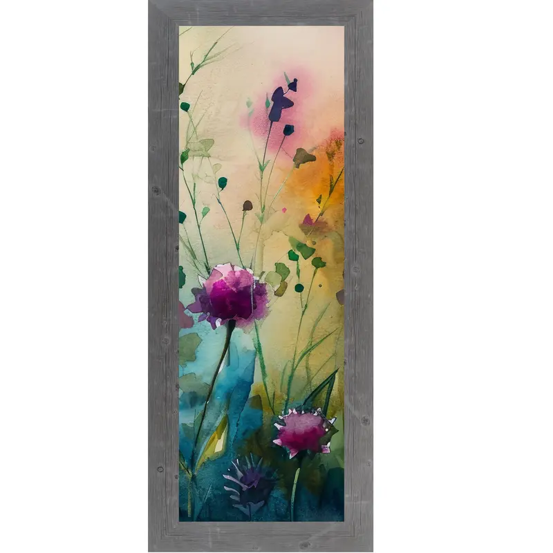 Teal Wildflower Wall Art – Watercolor Floral Narrow Portrait Botanical Decor (Sb929) 2