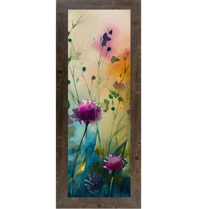 Teal Wildflower Wall Art – Watercolor Floral Narrow Portrait Botanical Decor (Sb929) 3