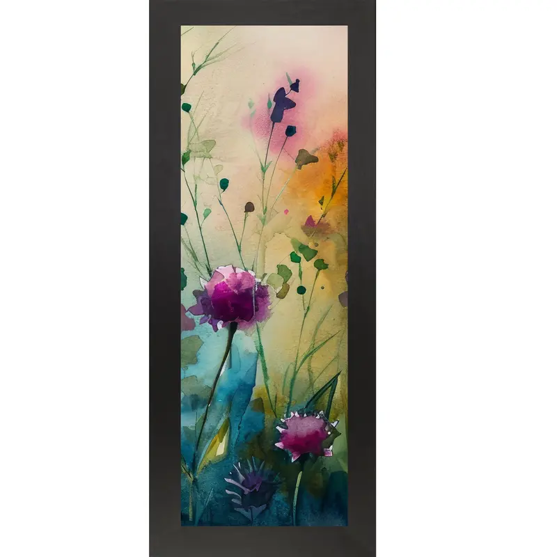Teal Wildflower Wall Art – Watercolor Floral Narrow Portrait Botanical Decor (Sb929) 4