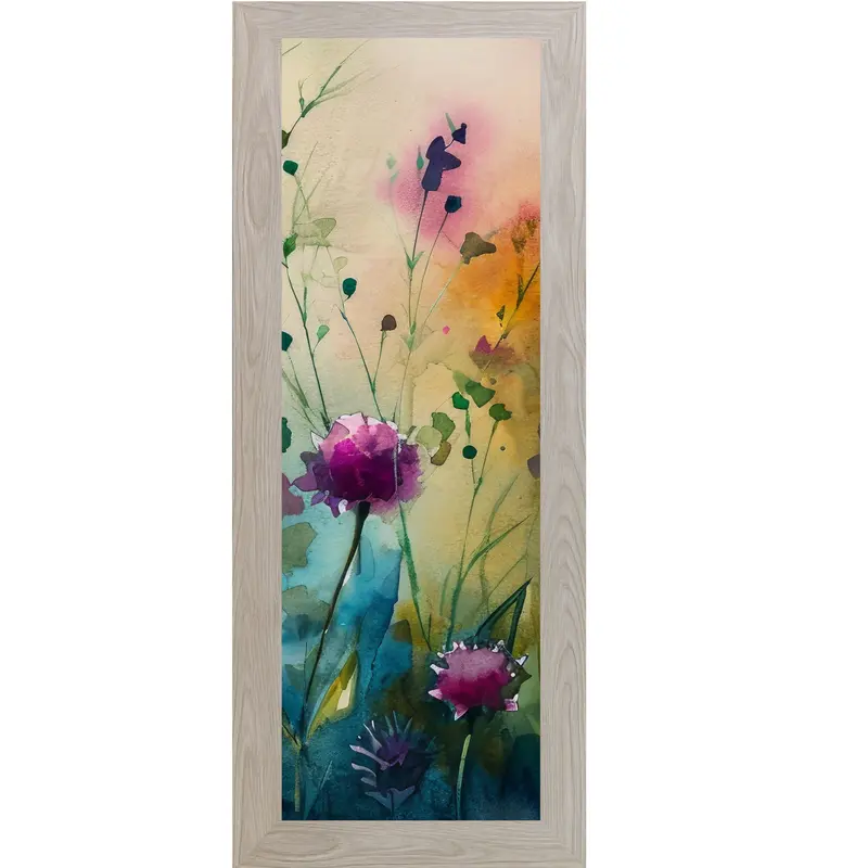 Teal Wildflower Wall Art – Watercolor Floral Narrow Portrait Botanical Decor (Sb929) 5