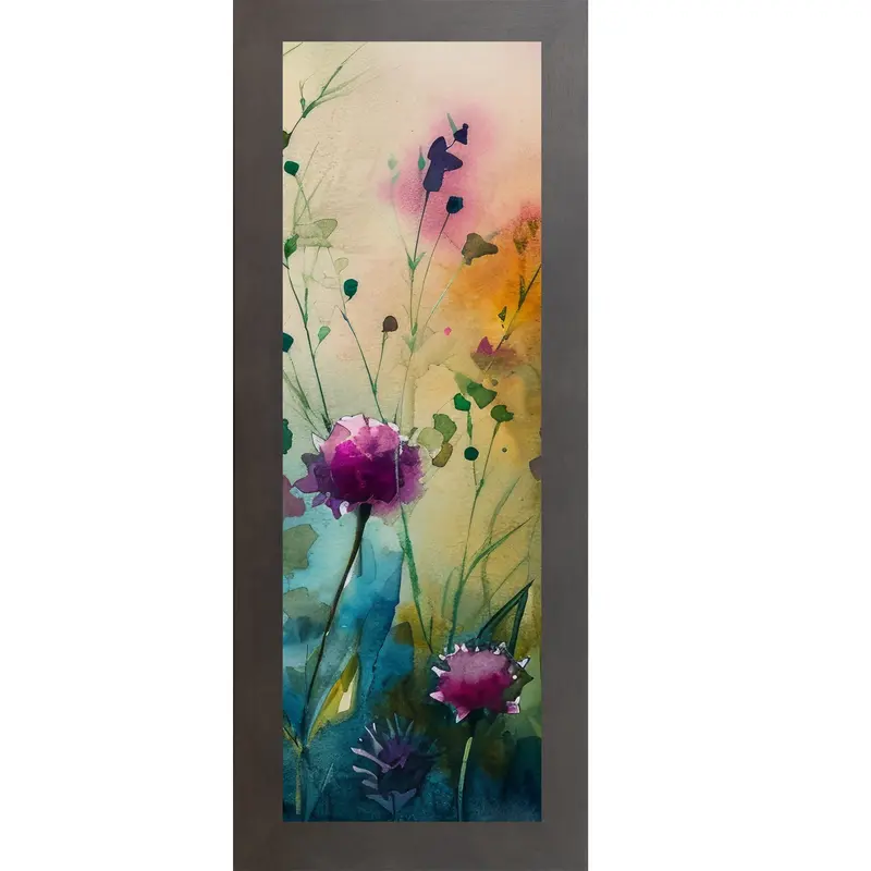 Teal Wildflower Wall Art – Watercolor Floral Narrow Portrait Botanical Decor (Sb929) 6