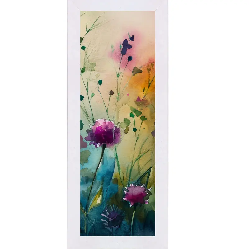 Teal Wildflower Wall Art – Watercolor Floral Narrow Portrait Botanical Decor (Sb929) 7