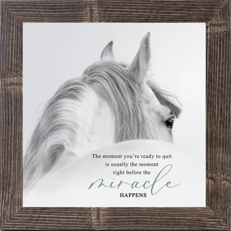 The Moment You're Ready To Quit Wall Art – White Horse Miracle Inspirational Quote (Sw76) 1
