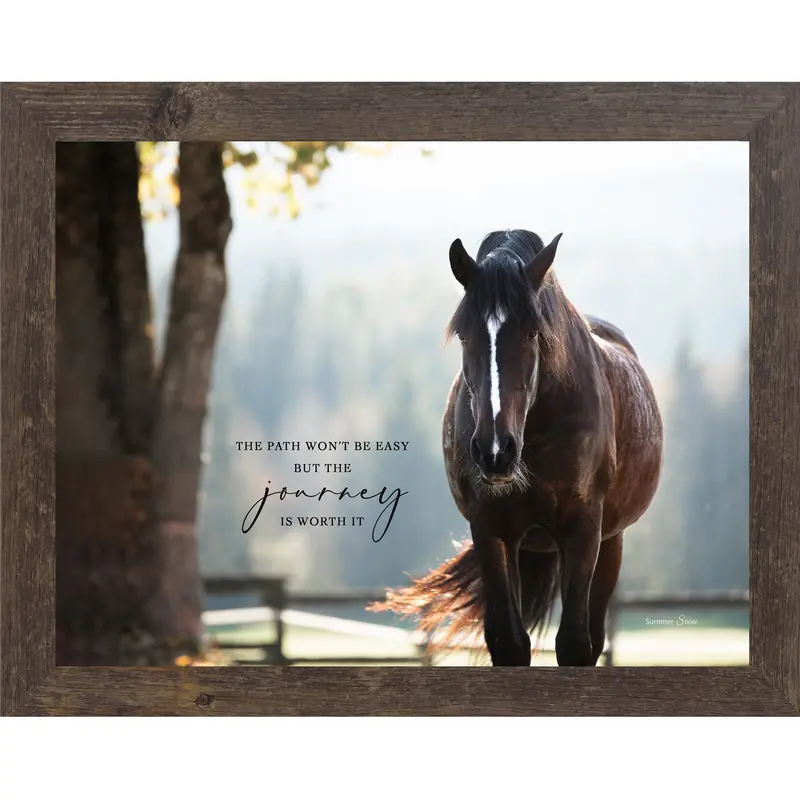 The Path Won't Be Easy But The Journey Is Worth It Wall Art – Realistic Horse Equestrian Quote (W137) 1