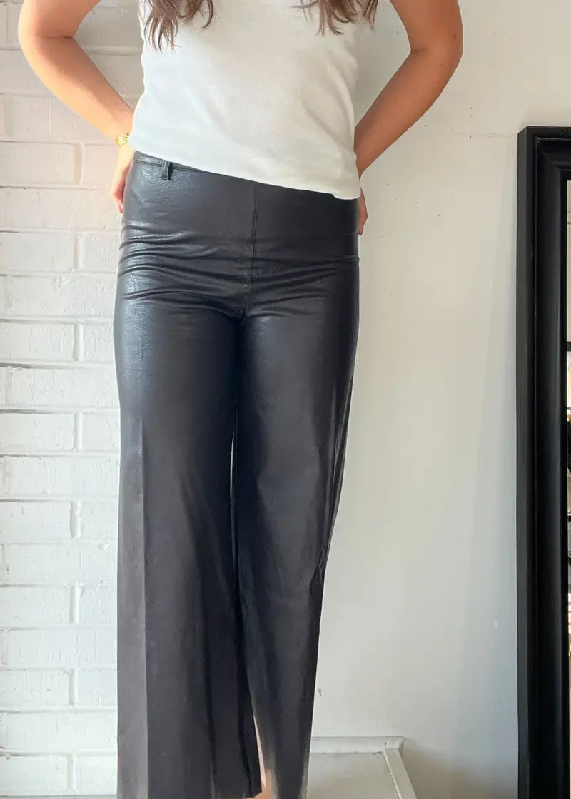 Vegan Leather Wide Leg Pants 1