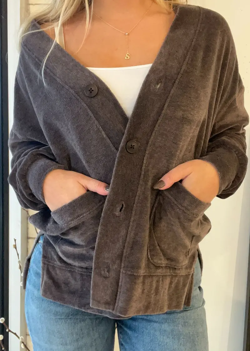 Weekender Velour Cardigan 1