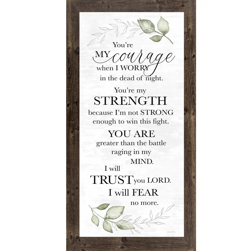 You're My Courage Wall Art – Floral Christian Faith Quote Worry And Strength (Ss1032) 1