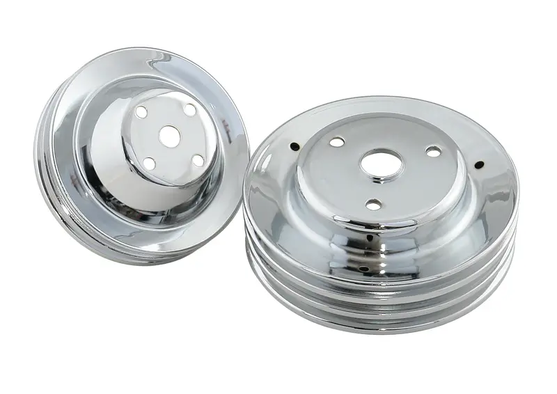 Mr. Gasket Chrome Double-Upper/Triple-Lower Pulley Set – Long-Water-Pump Configuration (4963) 1