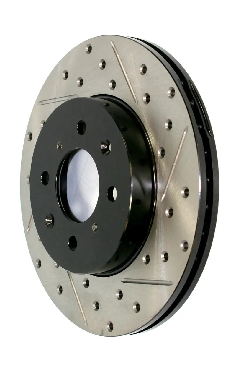 Stoptech 127.44197R Sport Cross-Drilled And Slotted Brake Rotors – Rear Application 1
