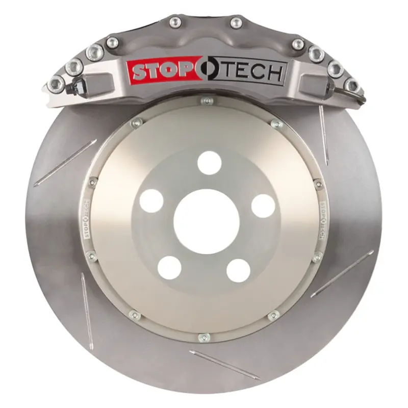 Stoptech 83.435.6700.R1 Trophy Sport Big Brake Kit – Silver Calipers & Slotted Two-Piece Front Rotors 1