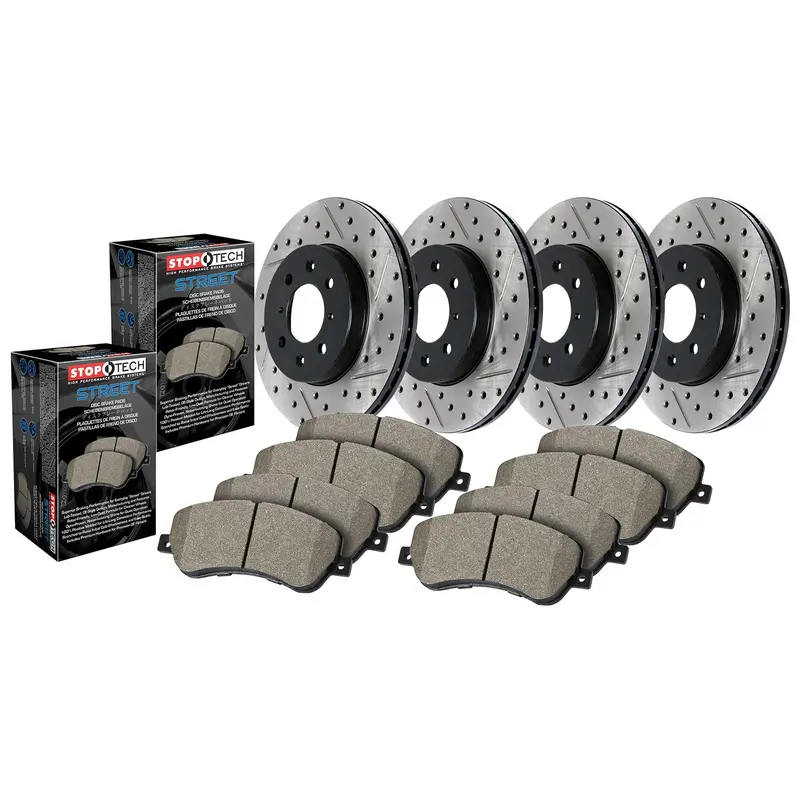 Stoptech 935.35126 Stoptech Street Axle Pack; Drilled And Slotted; 4 Wheel Brake Kit 1