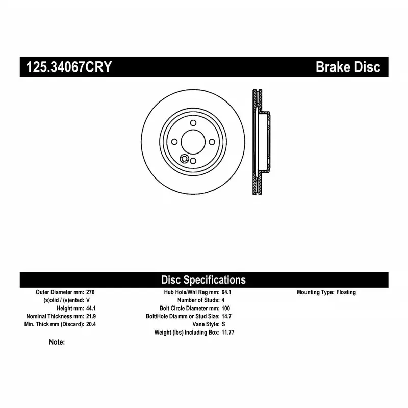 Stoptech Cryostop Front Brake Rotor – High-Carbon Composition For Improved Thermal Stability 1