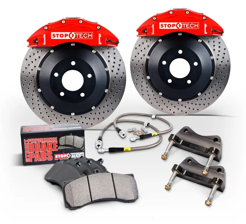 Stoptech Trophy Sport Big Brake Kit – Front Axle, Silver Calipers, Slotted Two-Piece Rotors 1